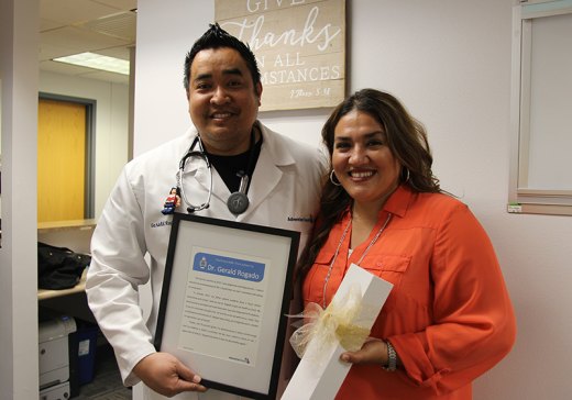 Adventist Physician Dr. Gerald Rogado and his patient Melanie Arevalo who wrote a glowing letter about Rogado for Adventist's Doctors' Day contest.
